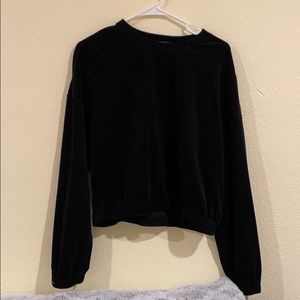 Ribbed Black Long Sleeve Crop Top